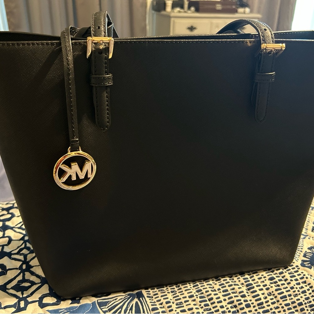 Michael Kors Black Tote with Gold Accents